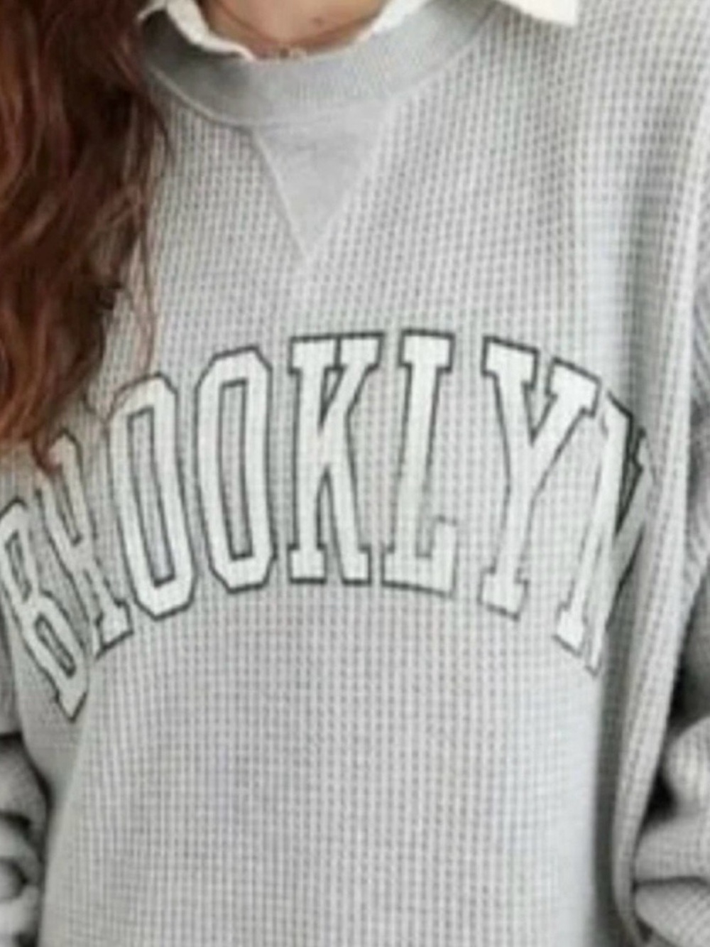 Aerie Brooklyn Waffle-Knit Crewneck Sweater - Light Gray